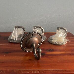 Pottery Barn Bronze Roped Edge Single Hook Set of 4 NEW Made in India